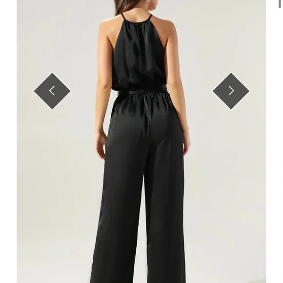 Sugarlips black silky jumpsuit - Picture 2 of 8